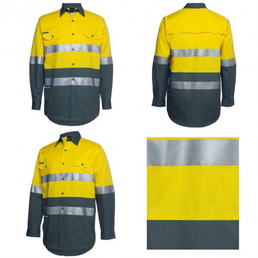 Yellow Green Cotton Hi Vis Work Shirts Alt